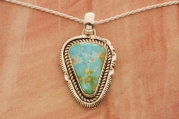 Artie Yellowhorse Genuine Sonoran Gold Turquoise Sterling Silver Native American Pendant